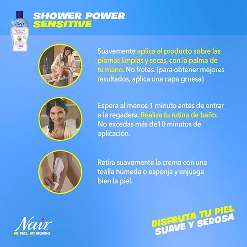 Crema Depiladora Corporal para Piel Sensible con Aceite 100% Natural de Coco Nair 357 gr