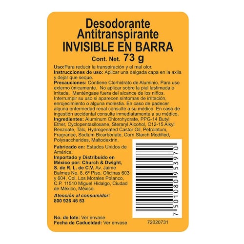 Desodorante en Barra Ultra Max Fresh Arm & Hammer 73 gr