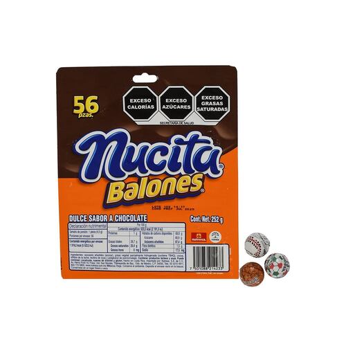 Paquete Dulce Sabor a Chocolate 252 g Nucita Balones 56 Piezas