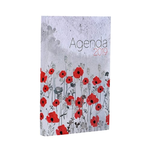 Agenda cosida 2019 flores rojas