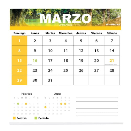 Calendario 2020 Destinos México Upak