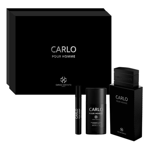 Estuche para Hombre Carlo Corinto Pour Homme EDP 100ml +Perfumero EDP 10ml+Deo Stick 78g