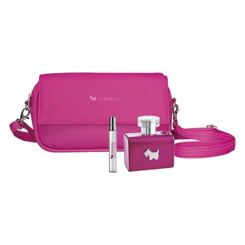 Estuche Fragancia para Mujer Ferrioni Pink EDT 100ml + Perfumero 10ml + Crossbody