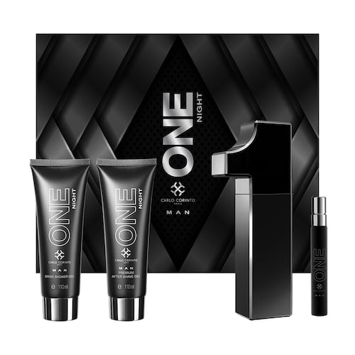Estuche para Hombre Carlo Corinto One Night Man EDP 100ml + After Shave Gel 110ml + Body Shower Gel 110ml +EDP 10ml
