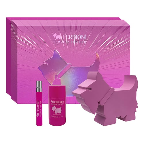 Fragancia para Mujer Ferrioni Terrier For Her Eau de Parfum 90 Ml + Perfumero 10 Ml + Deo Stick 78 Gr