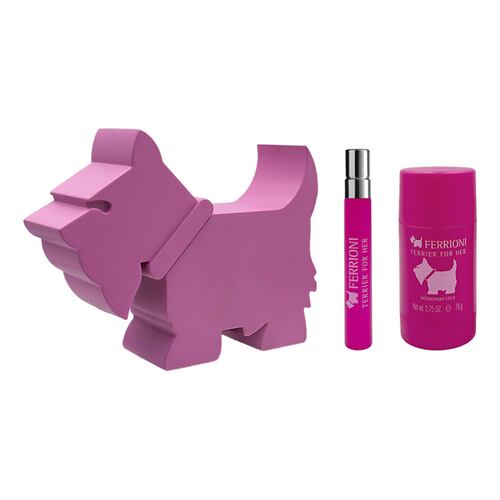 Estuche Fragancia Ferrioni Terrier for Her Eau de Parfum 90 ml +  Eau de Parfum 10 ml + Deo 78 gr para Dama