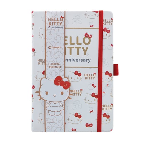 Libreta de Notas Rayas Premium Pasta Dura Hello Kitty Blanca