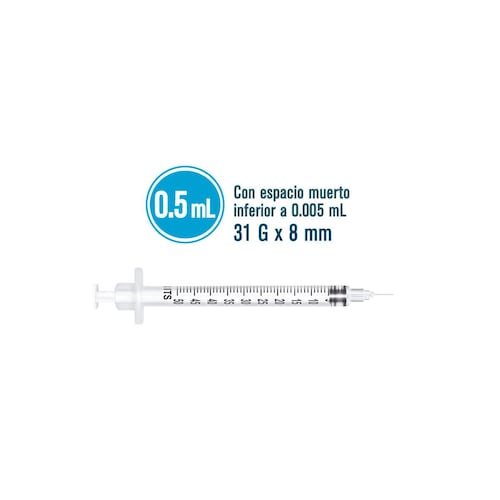 Jeringa unibody para insulina de 0.5ml 31g x 8mm