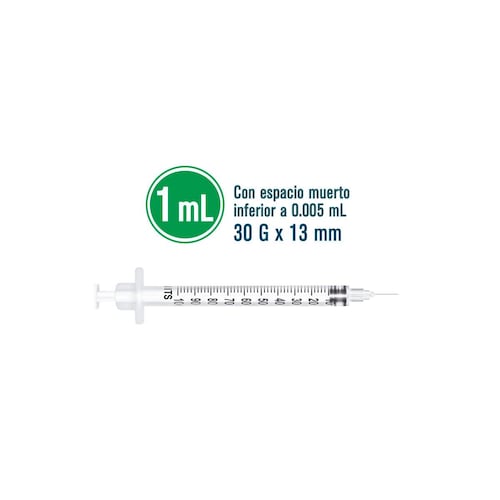 Jeringa unibody para insulina de 1ml 30g x 13mm