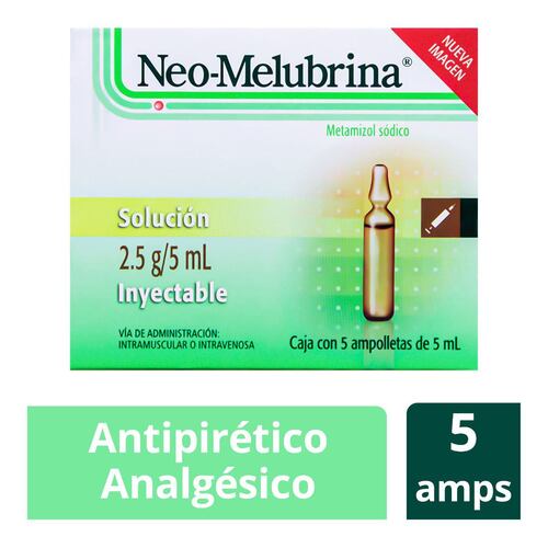 Neomelubrina 2.5g/5ml solución inyectable 5 ampolletas