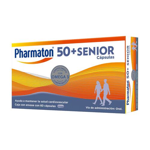 Pharmaton multivitamínico 50 + senior suplemento alimenticio en 60 cápsulas.