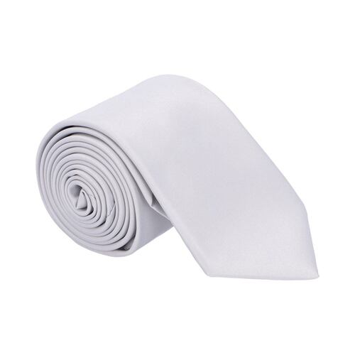 Corbata Carven poliéster liso 7 cm gris