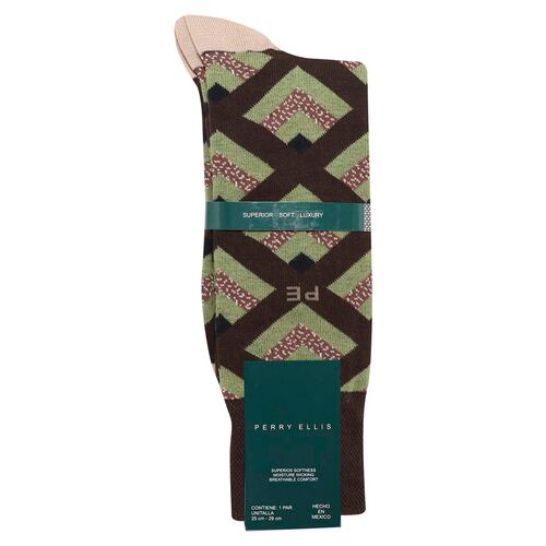 Calcetín PERRY ELLIS Rombos Café Algodón para Hombre