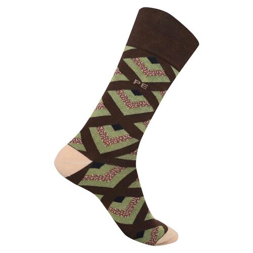 Calcetín PERRY ELLIS Rombos Café Algodón para Hombre