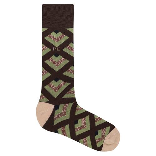 Calcetín PERRY ELLIS Rombos Café Algodón para Hombre