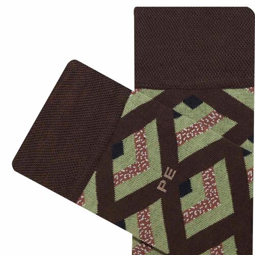 Calcetín PERRY ELLIS Rombos Café Algodón para Hombre