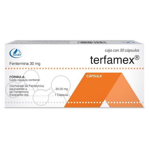 Terfamex® 30 cápsulas 30 mg. Fentermina.