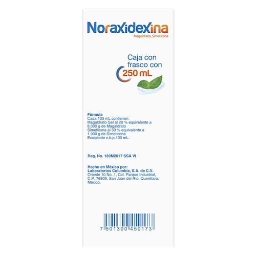 Noraxidexina Suspensión 80Mg/1Mg/1ml frasco con 250 ml.
