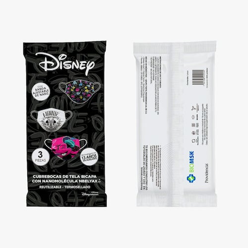 Cubreboca bicapa  Biomsk para adulto  con Nanomolécula  NBELYAX ®  Termosellado Y   Reutilizable (Minnie Disney  empaque con 3