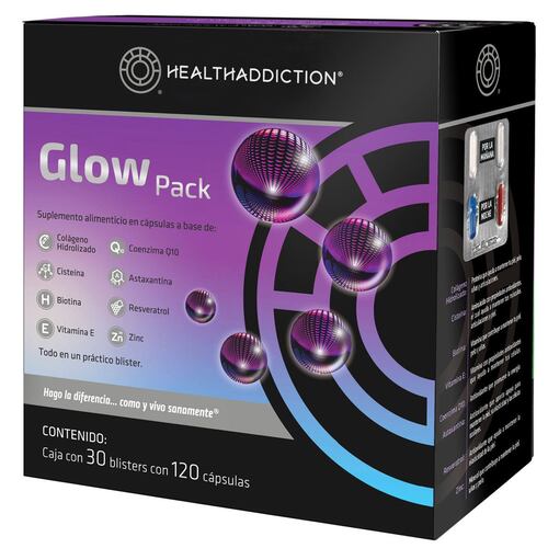 Supalim colágeno glow pack 60 cap 30 blisters health addiction