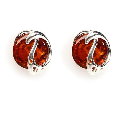 Aretes pegados Yang ambar y plata 4