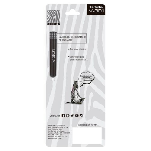 Cartucho Pluma Fuente Negro Blister