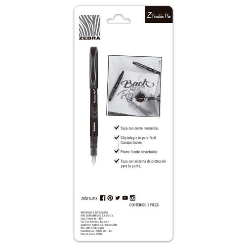 Pluma Fuente Con Tapa Tinta Azul