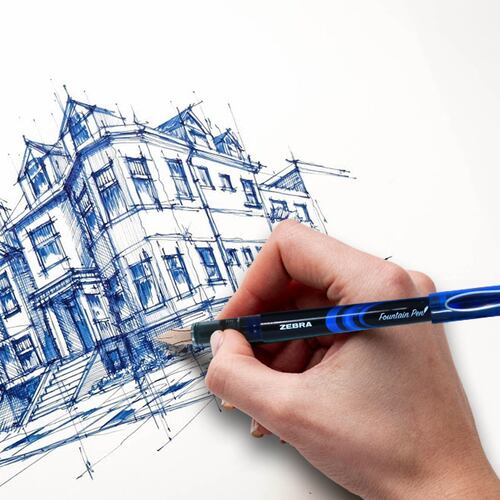 Pluma Fuente Con Tapa Tinta Azul