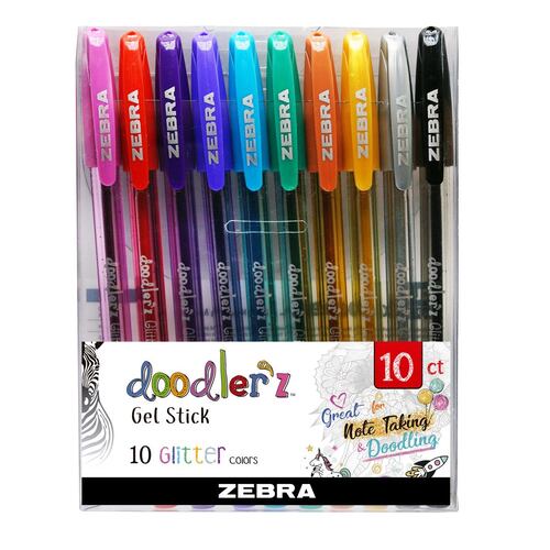 Set Bolígrafo Rollerball Stick Zebra Doodler'z Glitter 10 Piezas