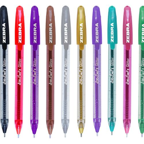 Set Bolígrafo Rollerball Stick Zebra Doodler'z Glitter 10 Piezas