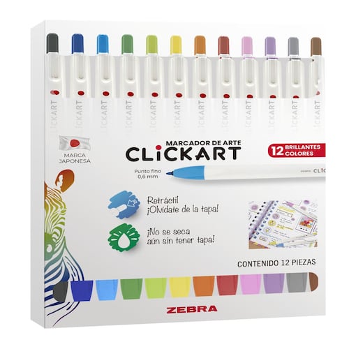 Set Marcador de Arte Zebra Clickart Colores Brillantes 12 Piezas