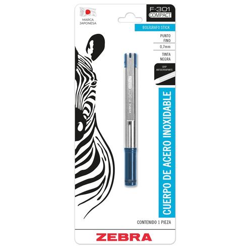 Bolígrafo Stick Zebra F-301 Compact Azul
