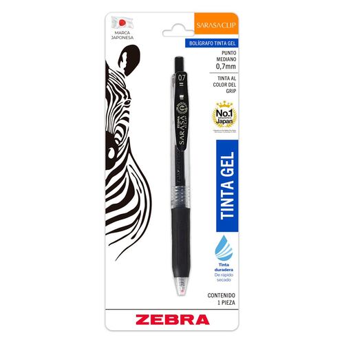 Bolígrafo Rollerball Retráctil Zebra Sarasa Clip Negro