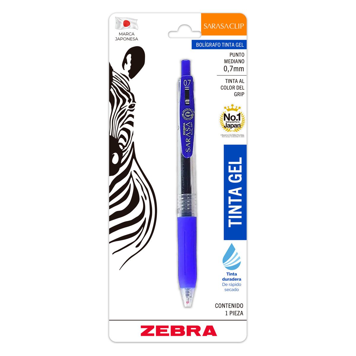 Boligrafo Zebra Sarasa Clip Gel Color Azul Punto Mediano BL