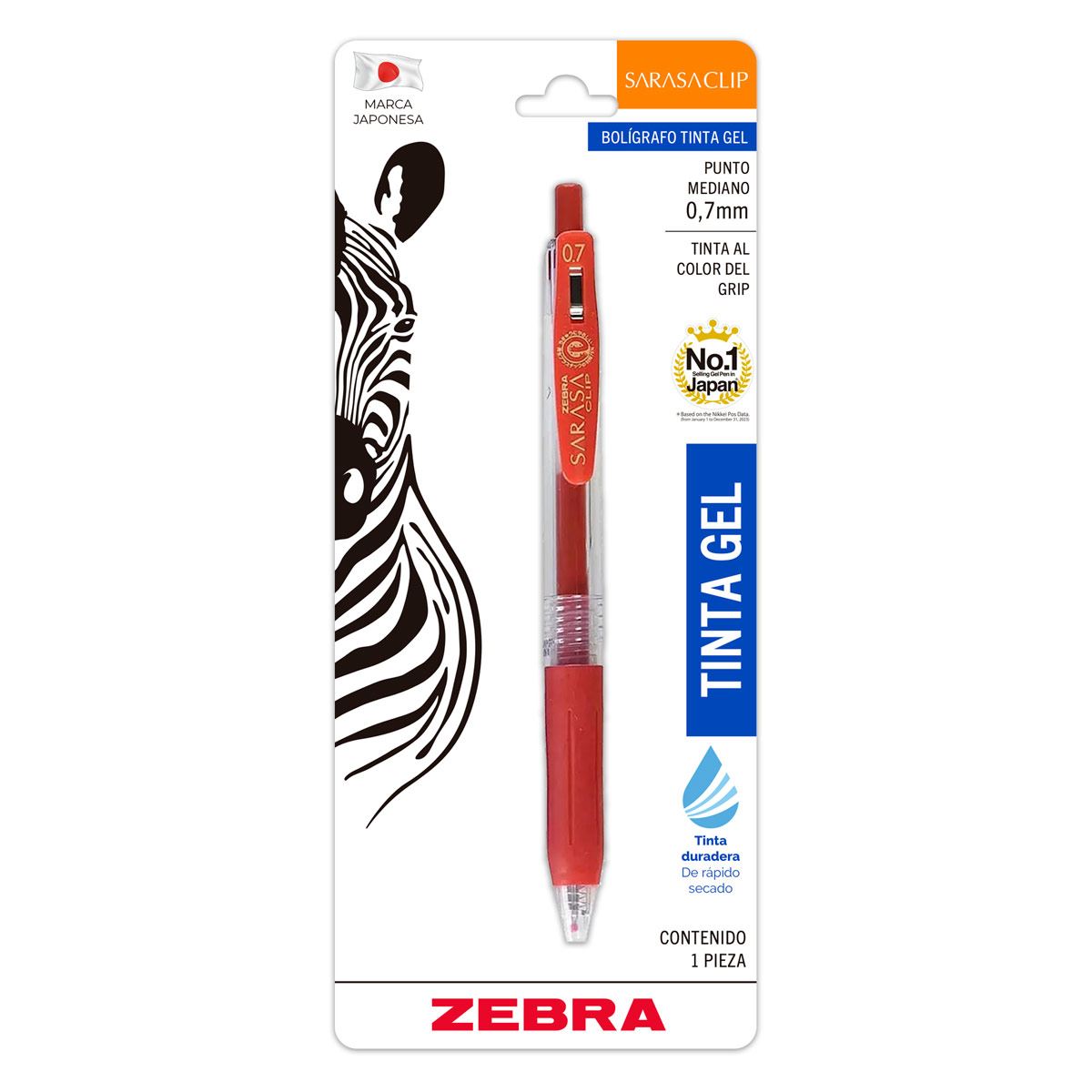 Boligrafo Zebra Sarasa Clip Gel Color Rojo Punto Mediano BL