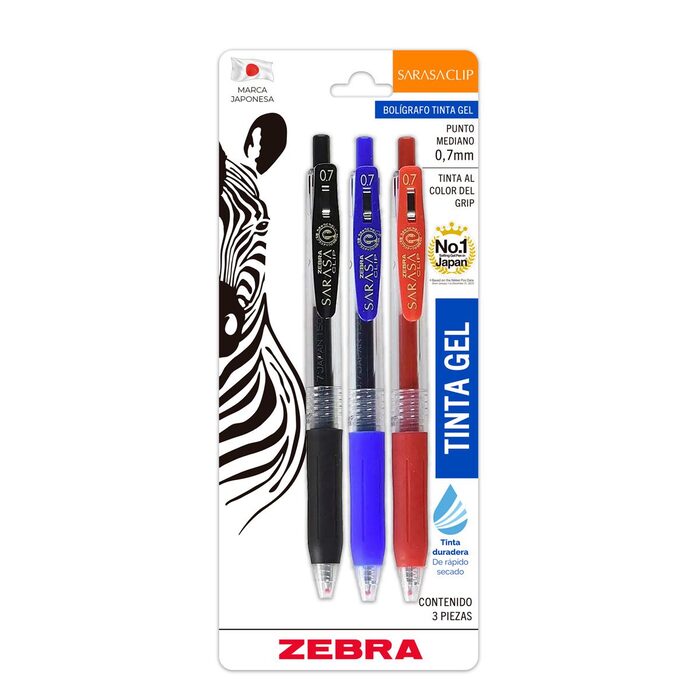 Boligrafo Zebra Sarasaclip .7mm BL3