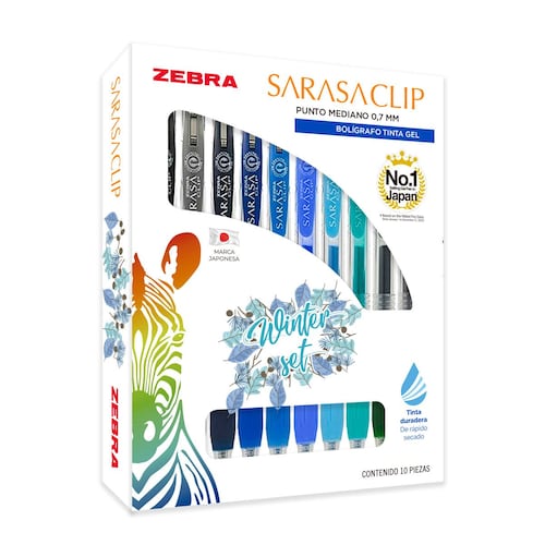 Set Winter Bolígrafo Rollerball Retráctil Zebra Sarasa Clip 10 Piezas