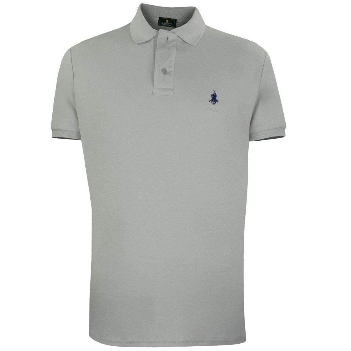 Playera Polo Club Mc Liso Algodon Ch Gris