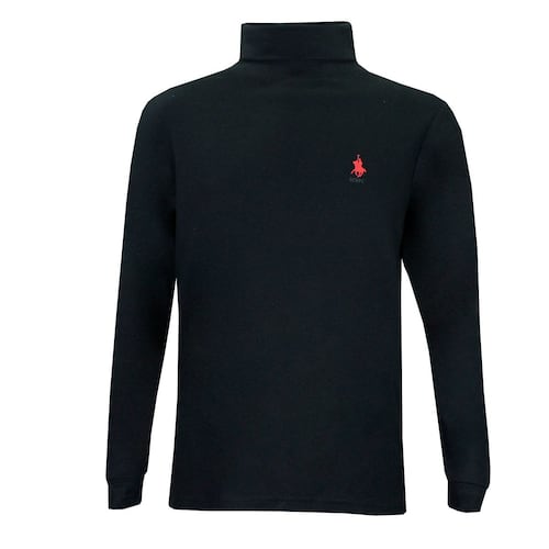 Playera para caballero Polo Club manga larga cuello de tortuga color negro talla mediana