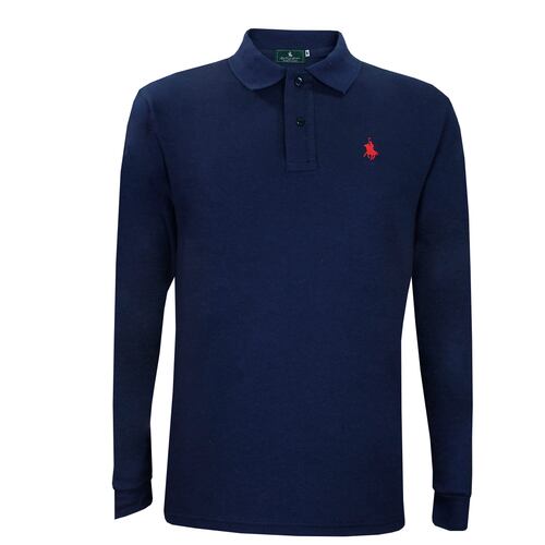 Playera Polo Manga Larga POLO CLUB Marino Talla Mediana para Hombre
