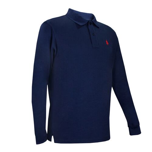 Playera Polo Manga Larga POLO CLUB Marino Talla Mediana para Hombre