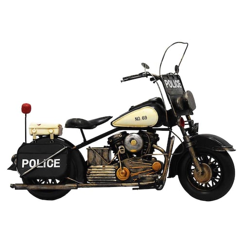 Figura decorativa moto Police de lata Fiorum 36 cm