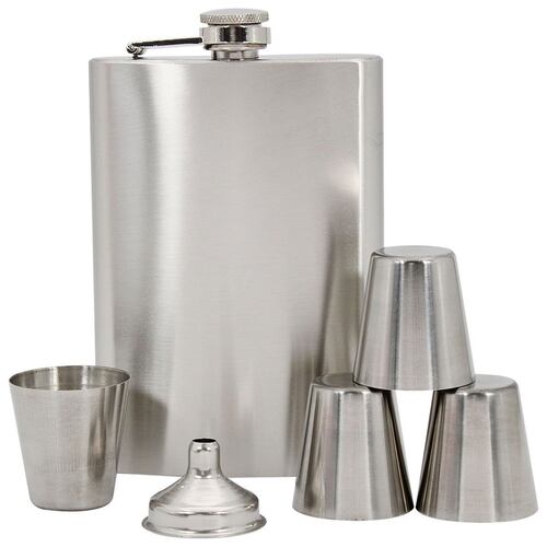 Juego licorera 9 onzas, 4 vasos y embudo