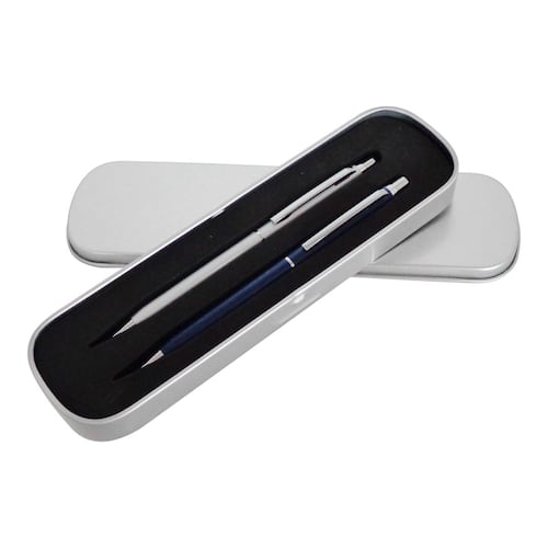Set de lapiceros plata y azul