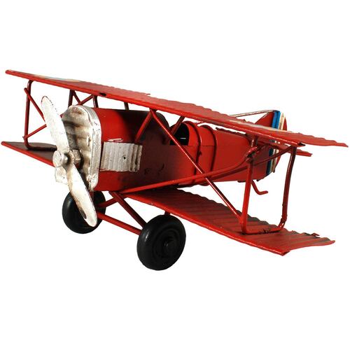 Figura Avión Decorativo Halberstadt Húngaro Rojo