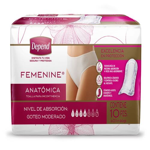 Toalla Depend Anatómica para Mujer
