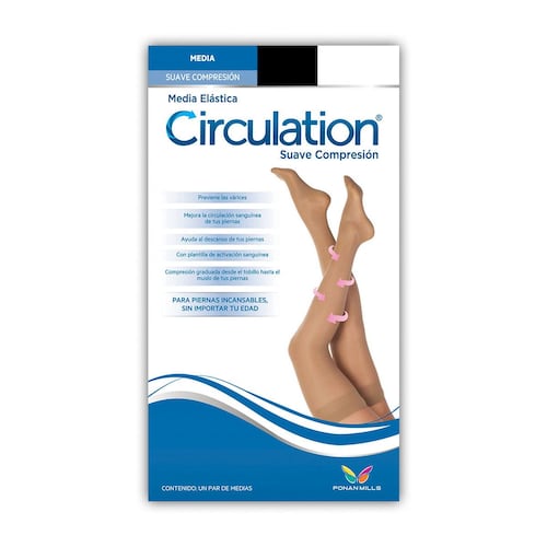 Media Elastica Suave Compresion Circulation Negro Grande-extragrande