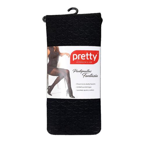 Pantymalla fantasía escamas Pretty Legs P7616 colore negro talla grande-extragrande dama