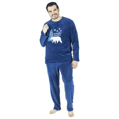 Conjunto pijama Winter Bear para caballero color azul marino talla extra-grande