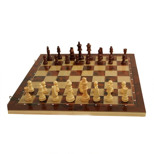Juego de Mesa Kelvin Chess Set 3 en 1 Madera Ajedrez + Backgammon y Damas Inglesas